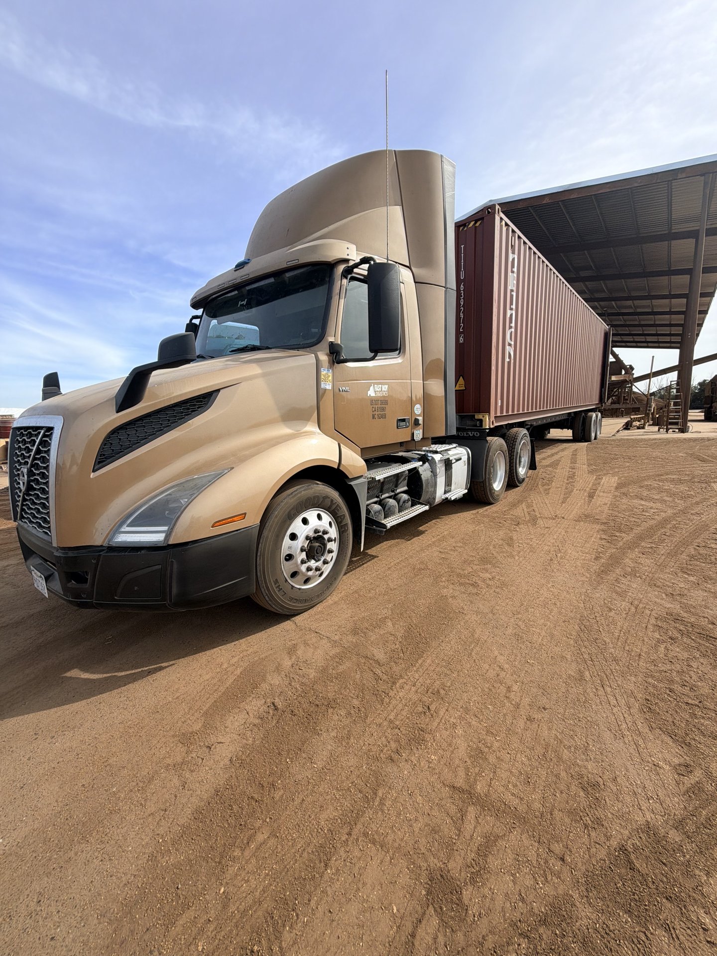Fastboy Logistics Volvo truck with container chassis